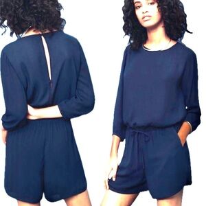 Babaton Aritzia Keagan Navy Blue Romper Playsuit